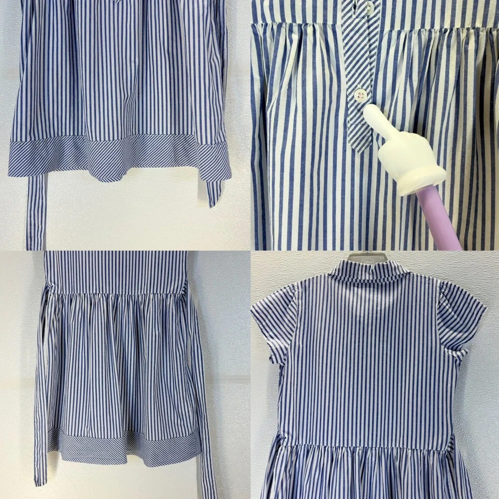 Carter’s Girls Button Shirt Dress Blue‎ Stripe Size 7